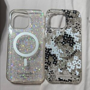 Kate Spade Holographic Glitter and Black Floral Phone Cases